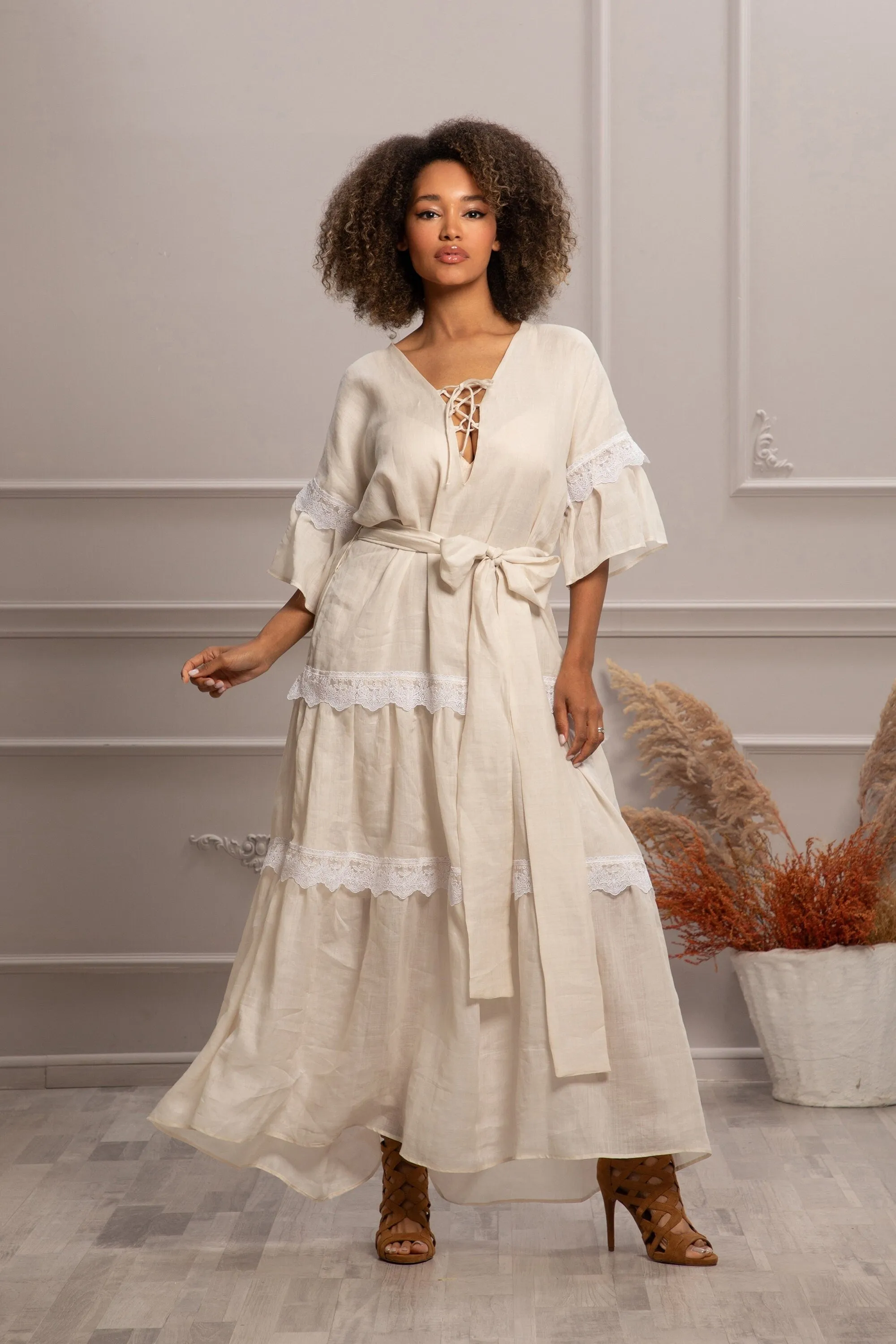 LINEN LACE DRESS