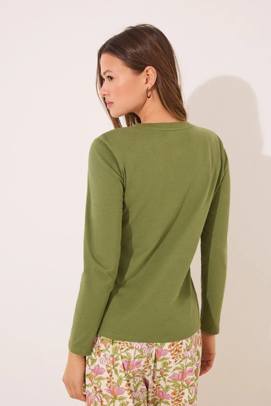 Long sleeve t T-shirt 100% cotton green - Green