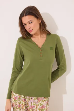 Long sleeve t T-shirt 100% cotton green - Green