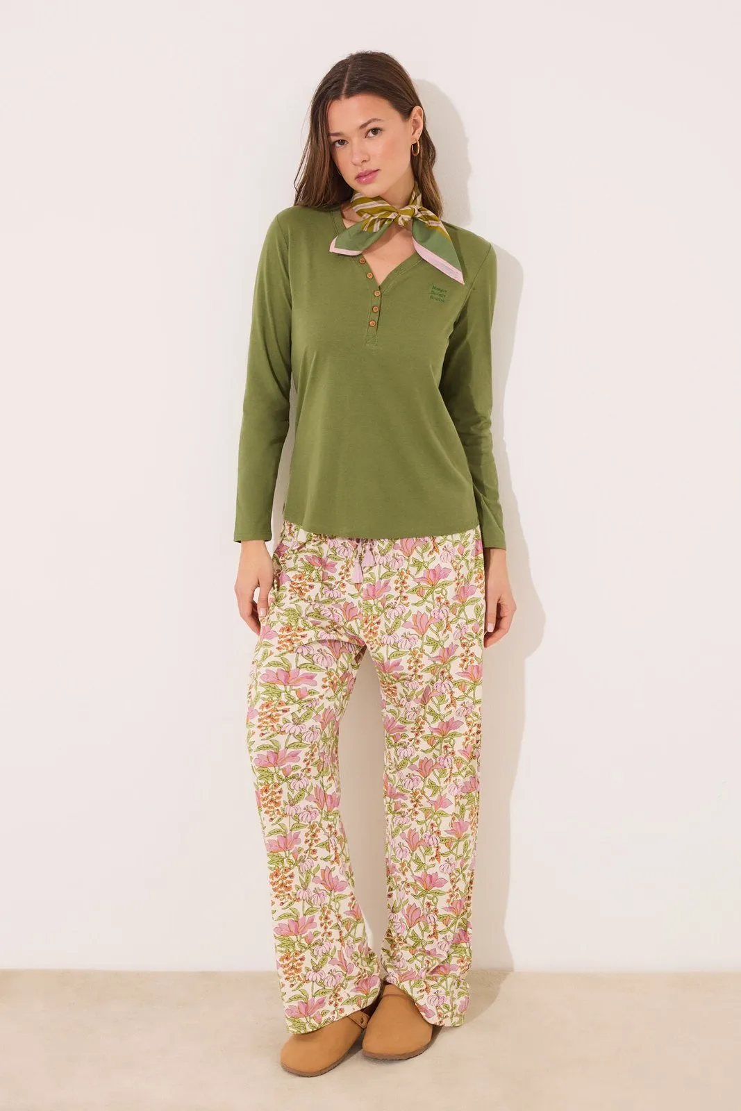 Long sleeve t T-shirt 100% cotton green - Green