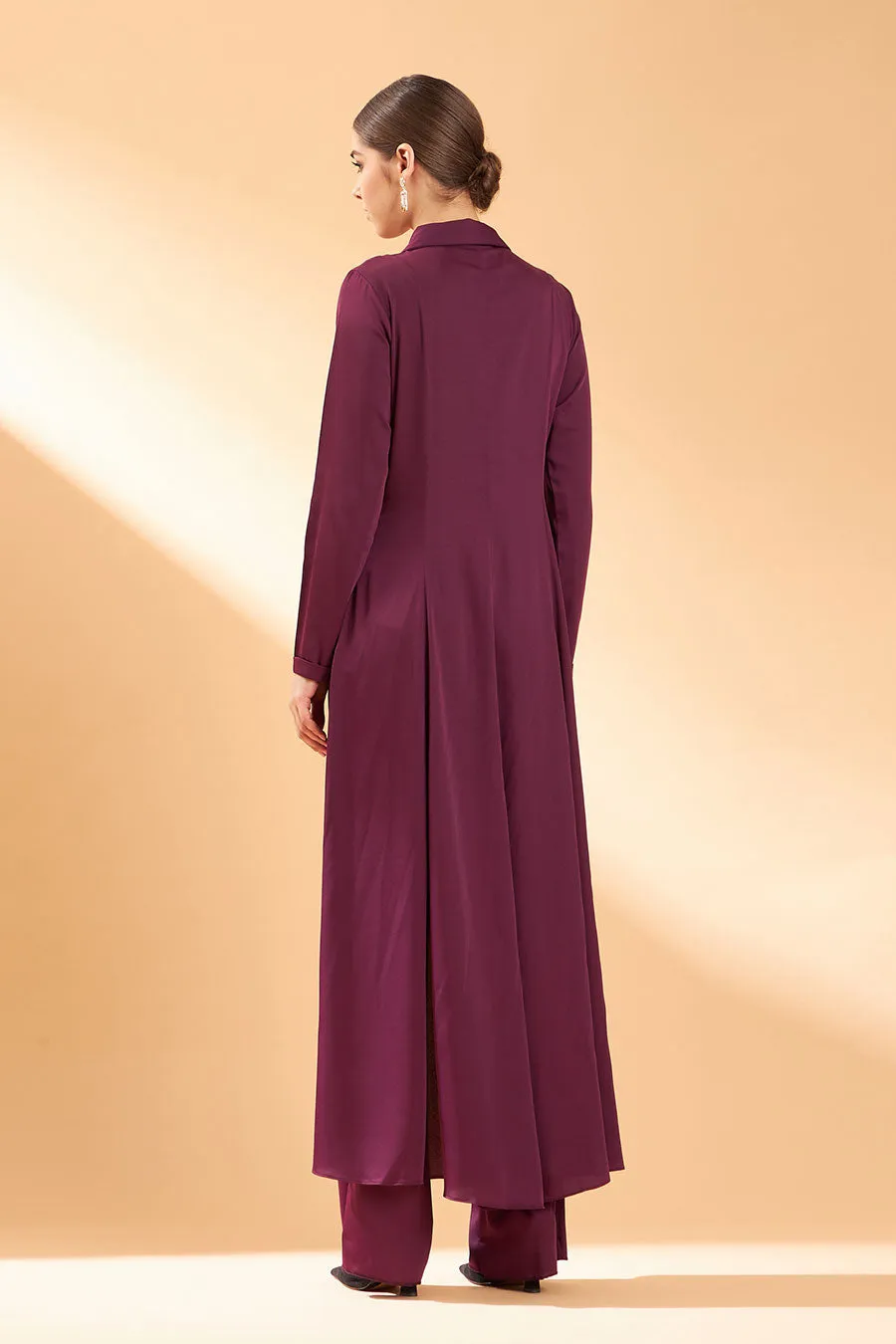 Mauve Satin Crystal Tail Co-Ord Set