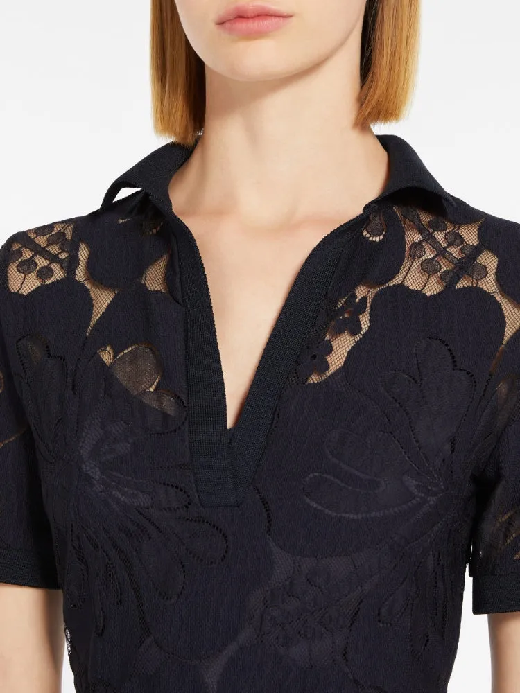 Max Mara LAMBRO Navy Studio Lace polo shirt dress