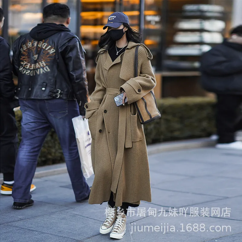 MB FASHION LONG SLEEVE KNIT SWEATER TRENCH COAT 2775LY