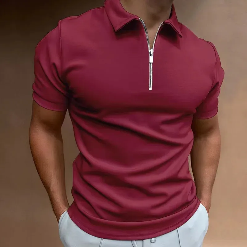 Men's Casual Solid Color Polo Shirt - Short Sleeve