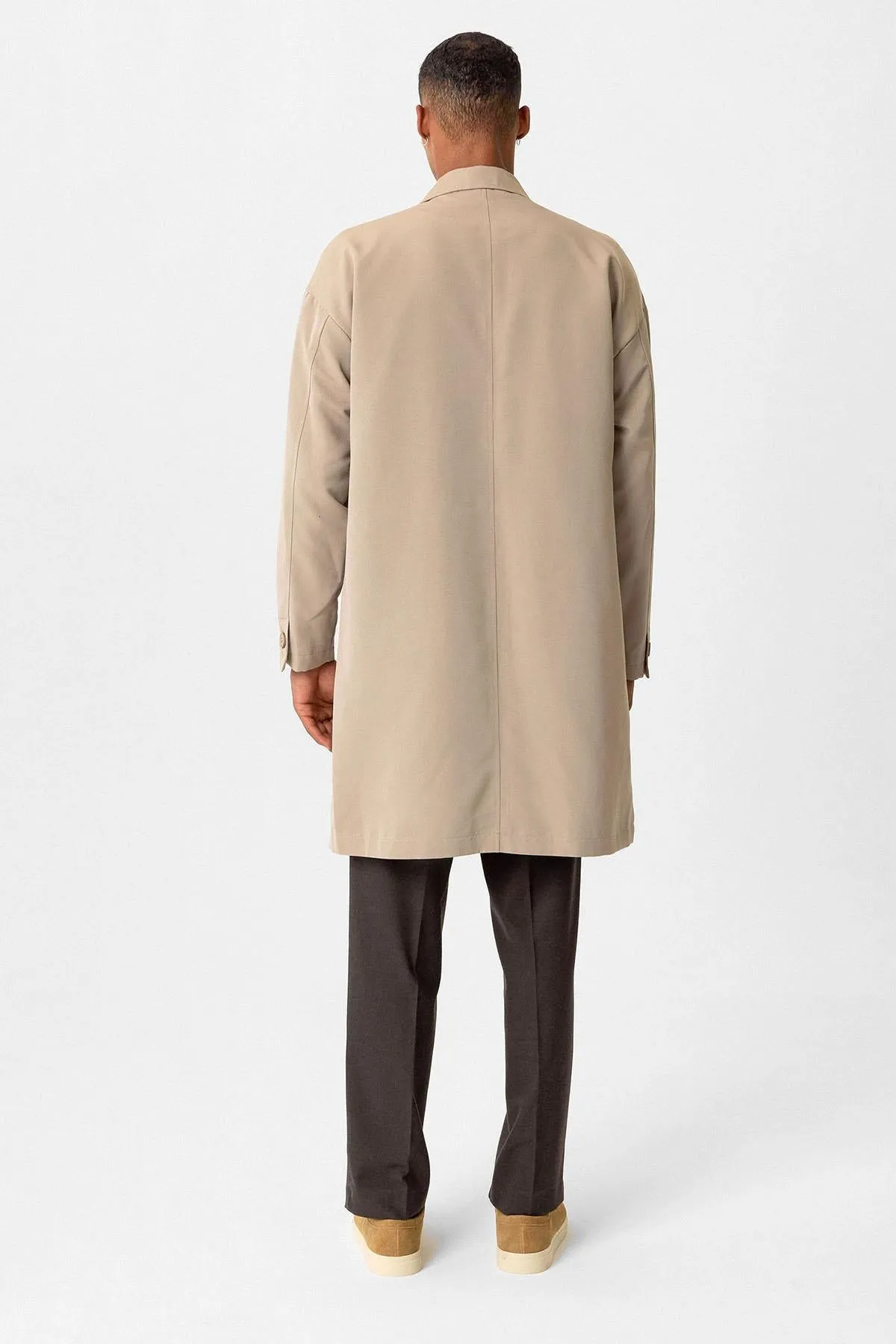 Men's Trench Coat with Buckle Detail - Wessi