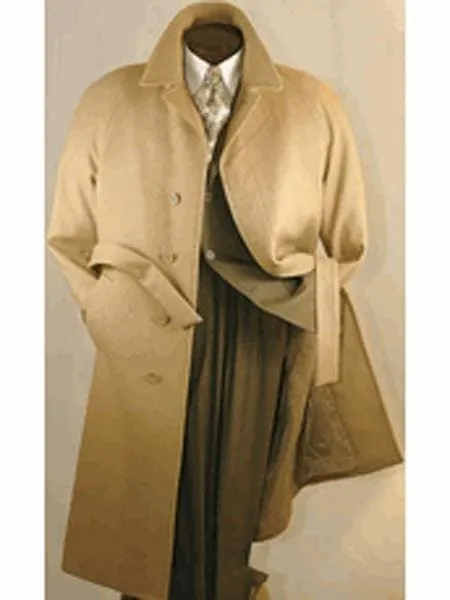 Mens Wool Trench coat - Camel Mens Overcoat
