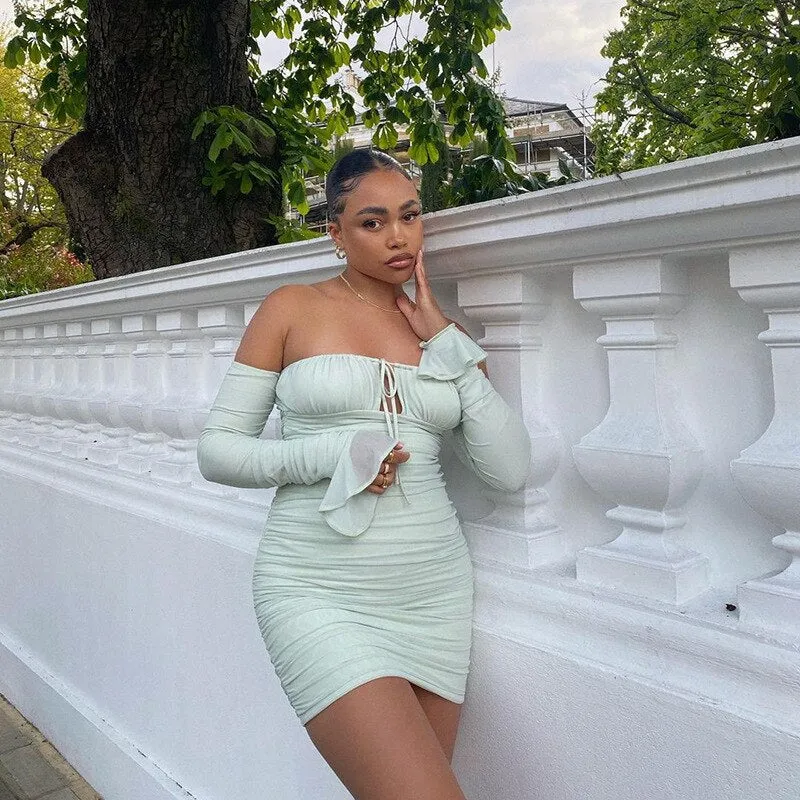 Mesh Collar Flared Dress