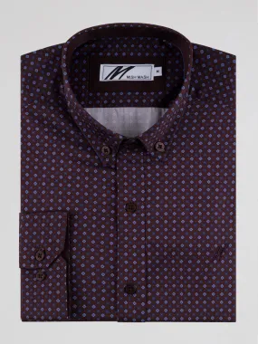 Mish Mash Cyber Long Sleeve Casual Shirt - Burgundy