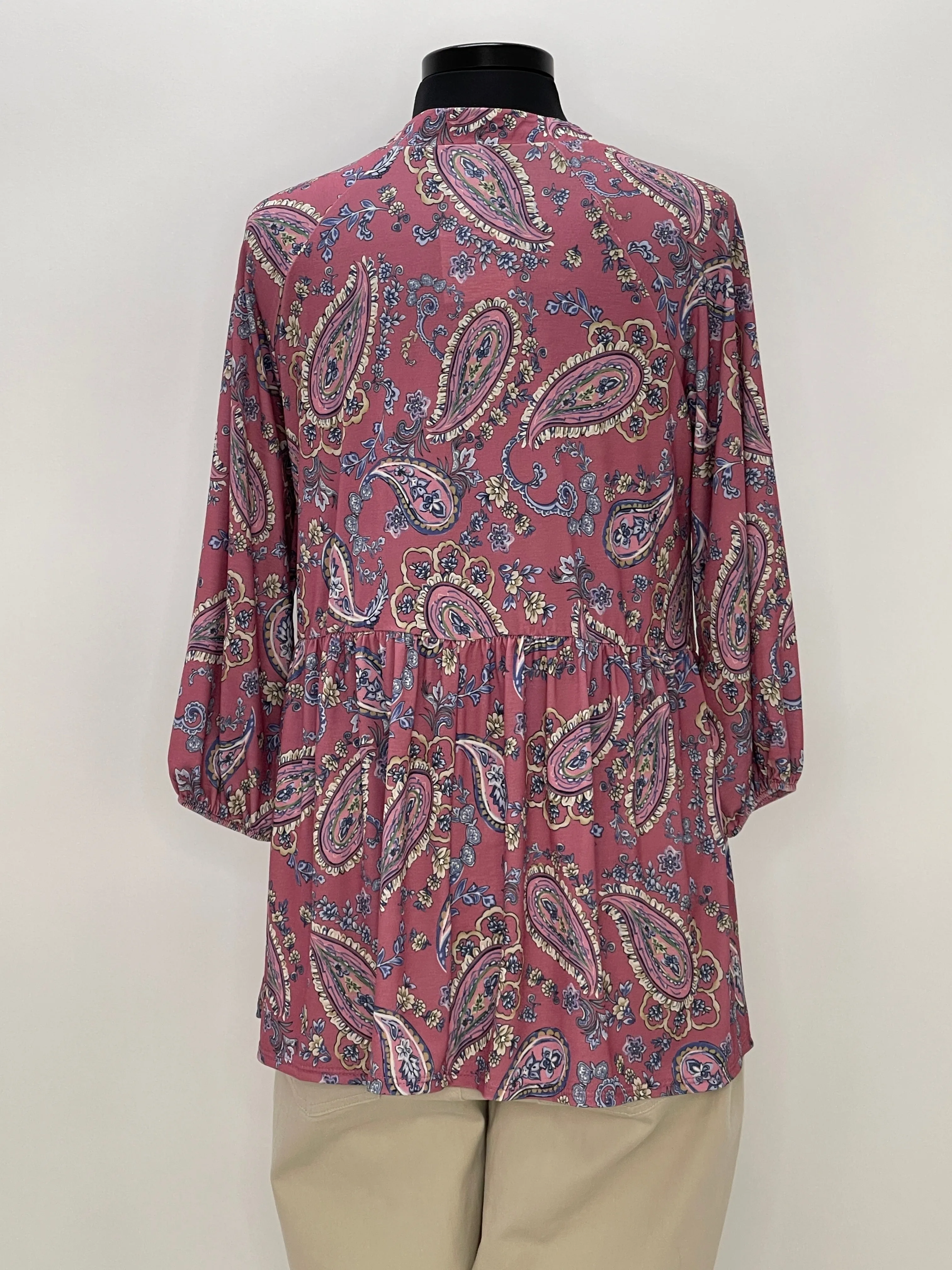 New Gabby Paisley Top with Bubble Sleeve