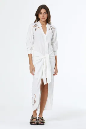 Oceanside Shirt 3 in 1 Dress with Embroidery // Bone