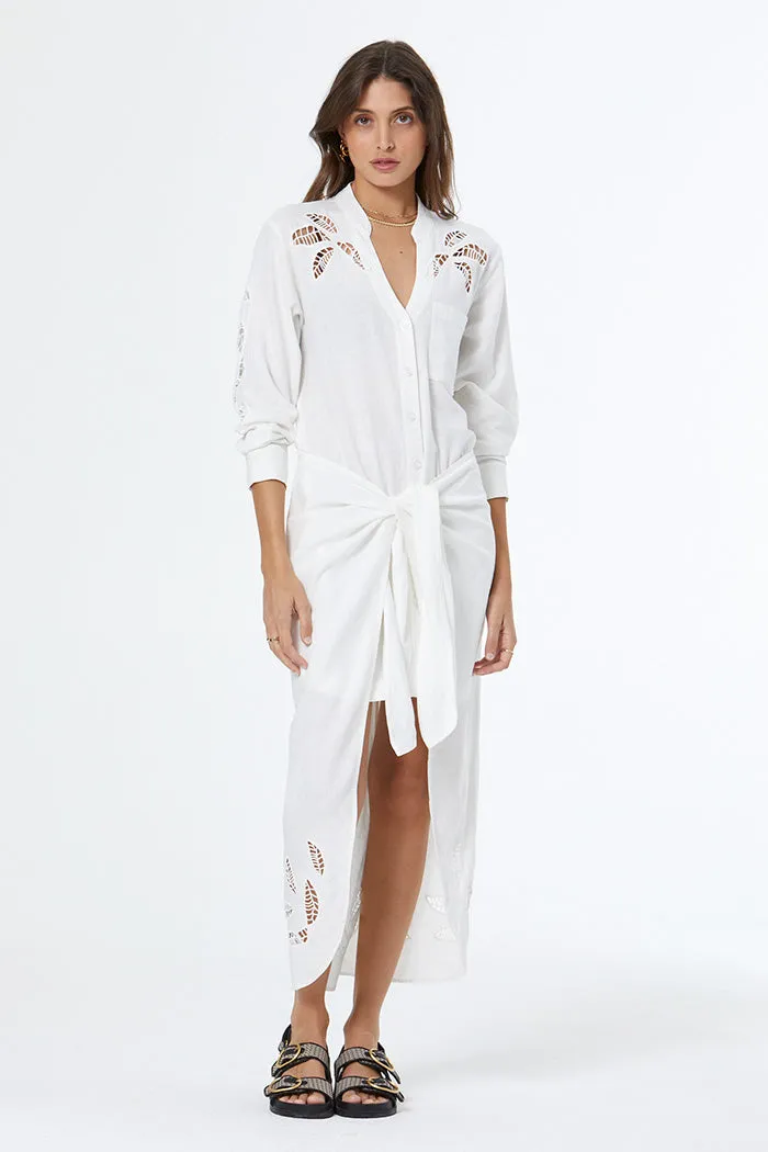 Oceanside Shirt 3 in 1 Dress with Embroidery // Bone