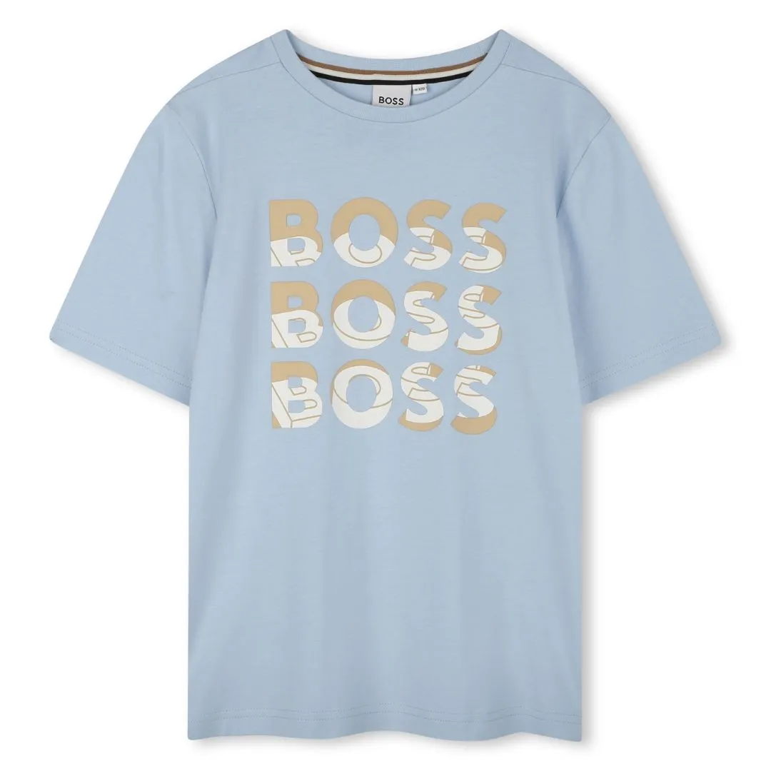 Pale Blue Triple Logo T-Shirt