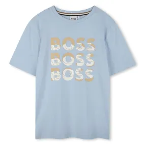 Pale Blue Triple Logo T-Shirt