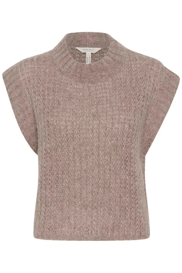 Part Two Landa textural herringbone knit tank Mink Melange