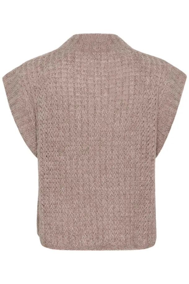 Part Two Landa textural herringbone knit tank Mink Melange