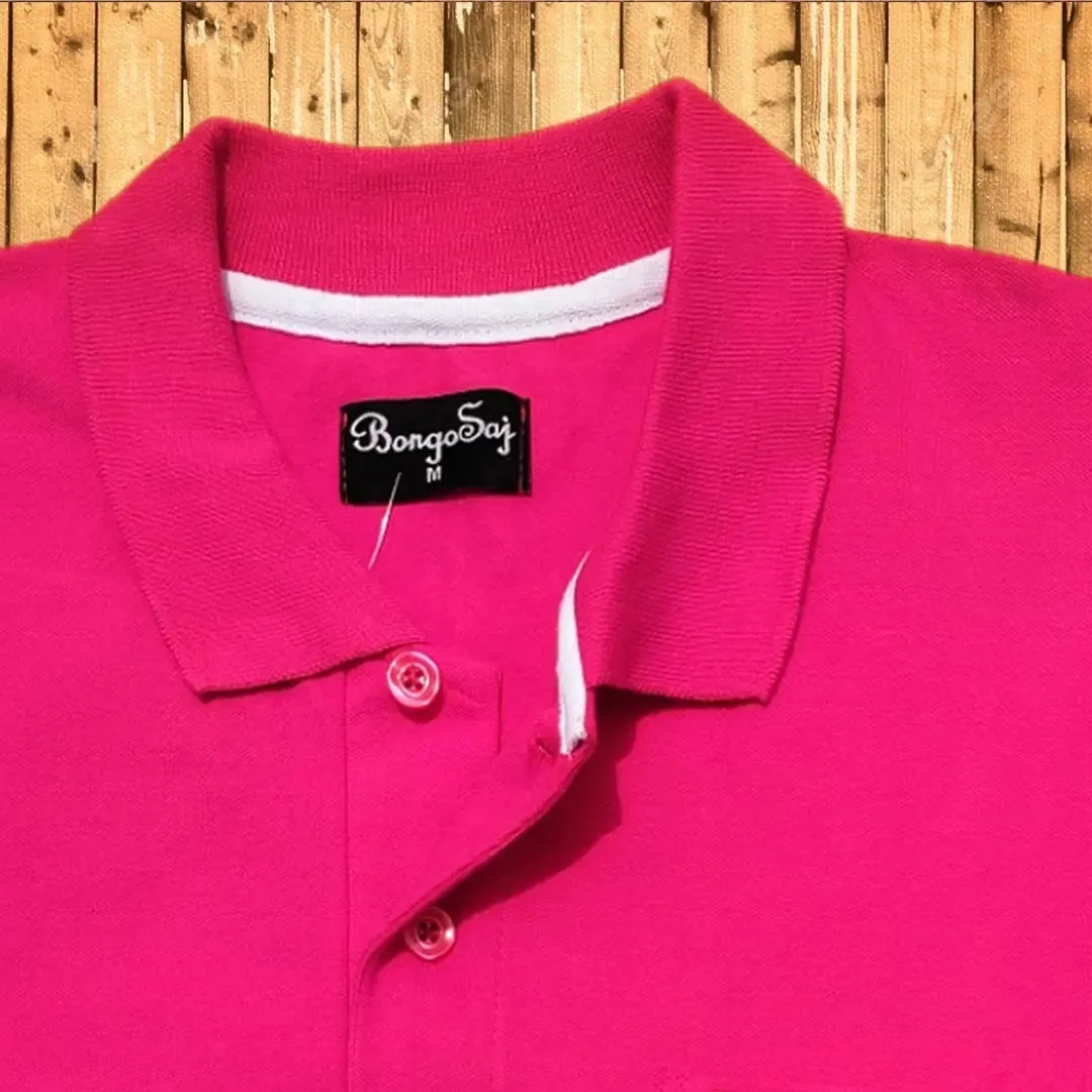 Plain Magenta Pink Polo T-Shirt with Pocket