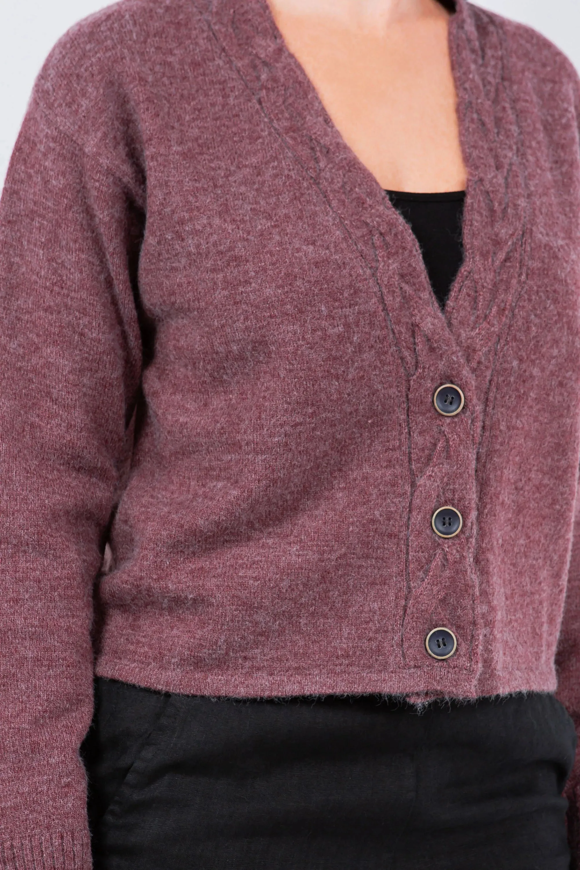 Plum Purple Long Sleeve Sweater Cardigan