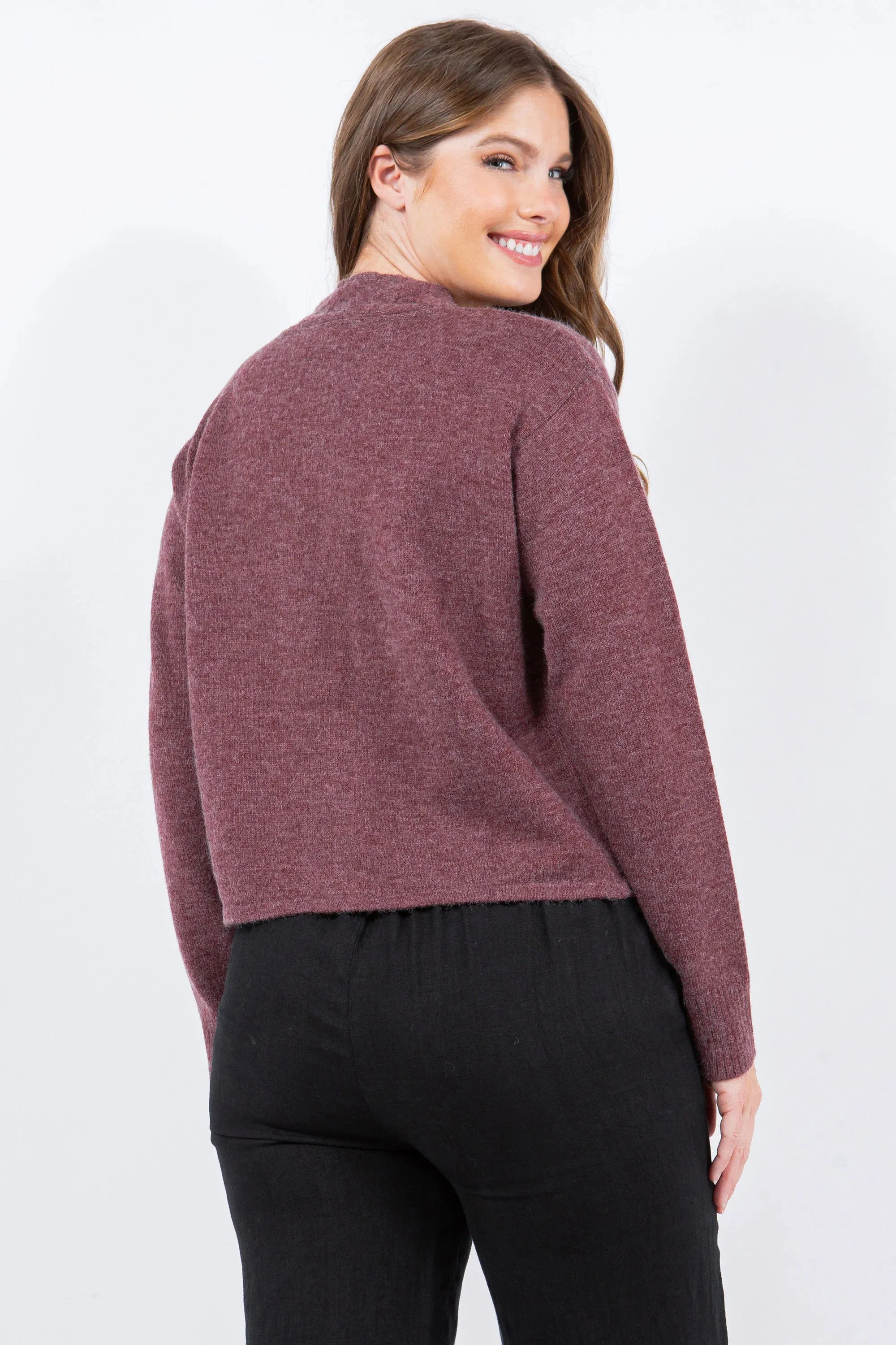 Plum Purple Long Sleeve Sweater Cardigan