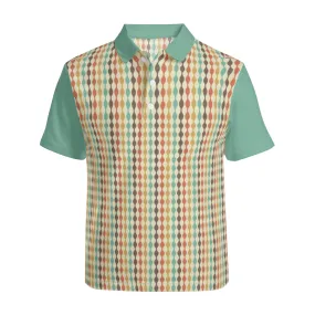 Polo Shirt Men, Retro Shirt Men, 60s style top, Men's polo, Multicolor Stripe Polo, Geometric Polo Shirt,Polo Top Men,Vintage Style Shirt