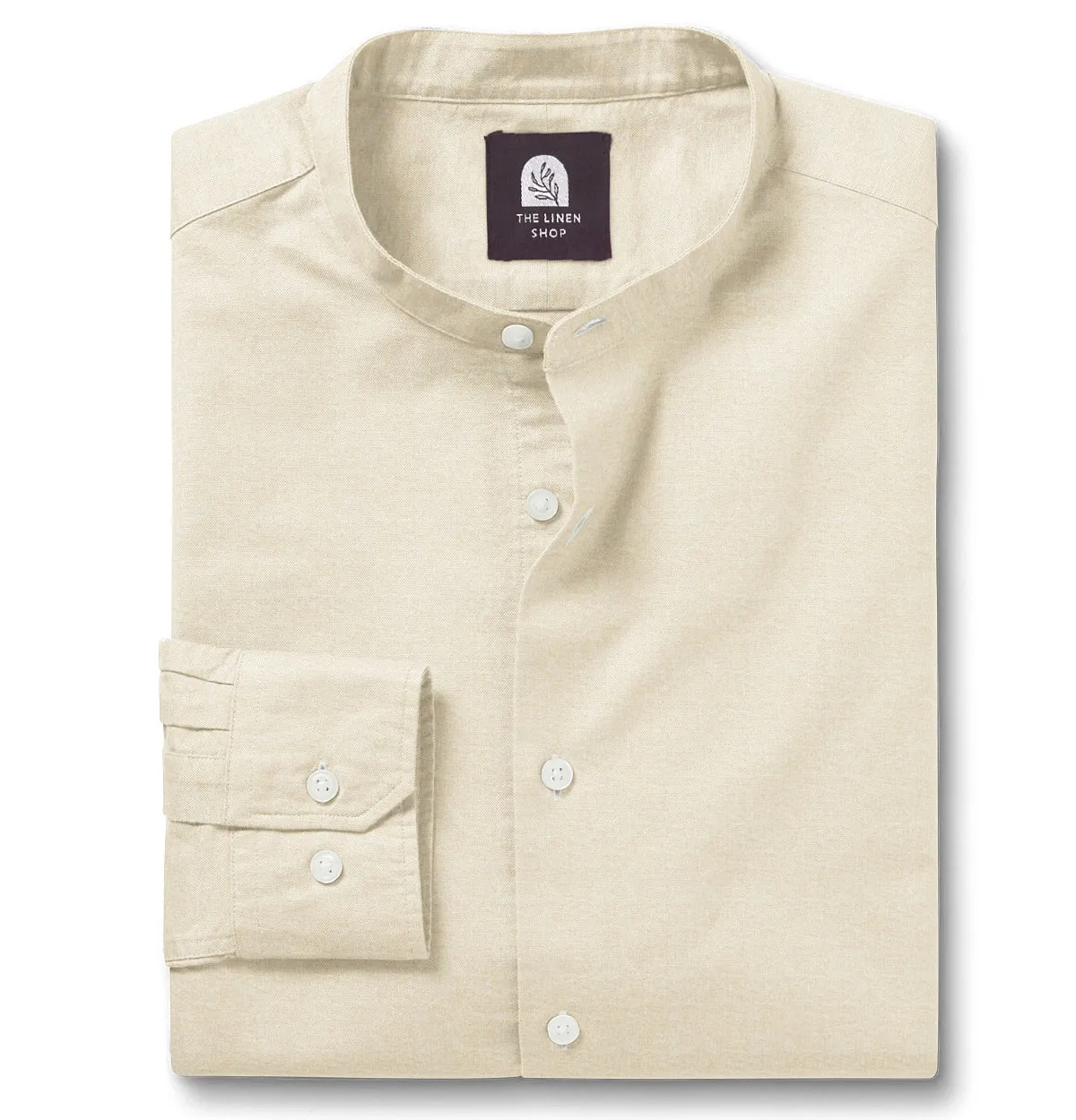 Pure Linen - Band Collar - Light Beige