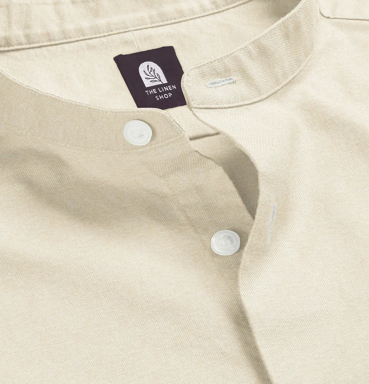 Pure Linen - Band Collar - Light Beige