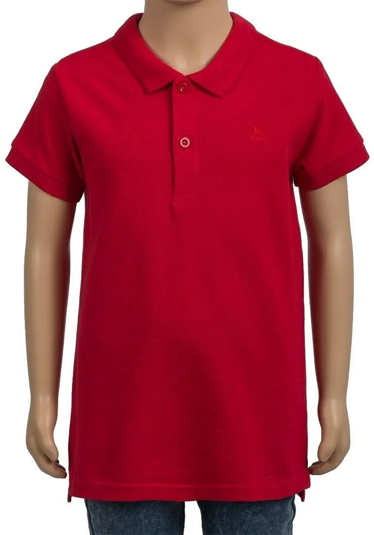 Red Minoti Cotton Short Sleeve School Plain Polo Shirt