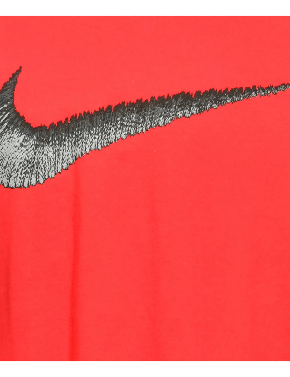 Red Nike Printed T-shirt - M
