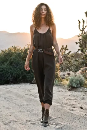 Relaxed Spaghetti Strap V Neck Tencel Jumpsuit