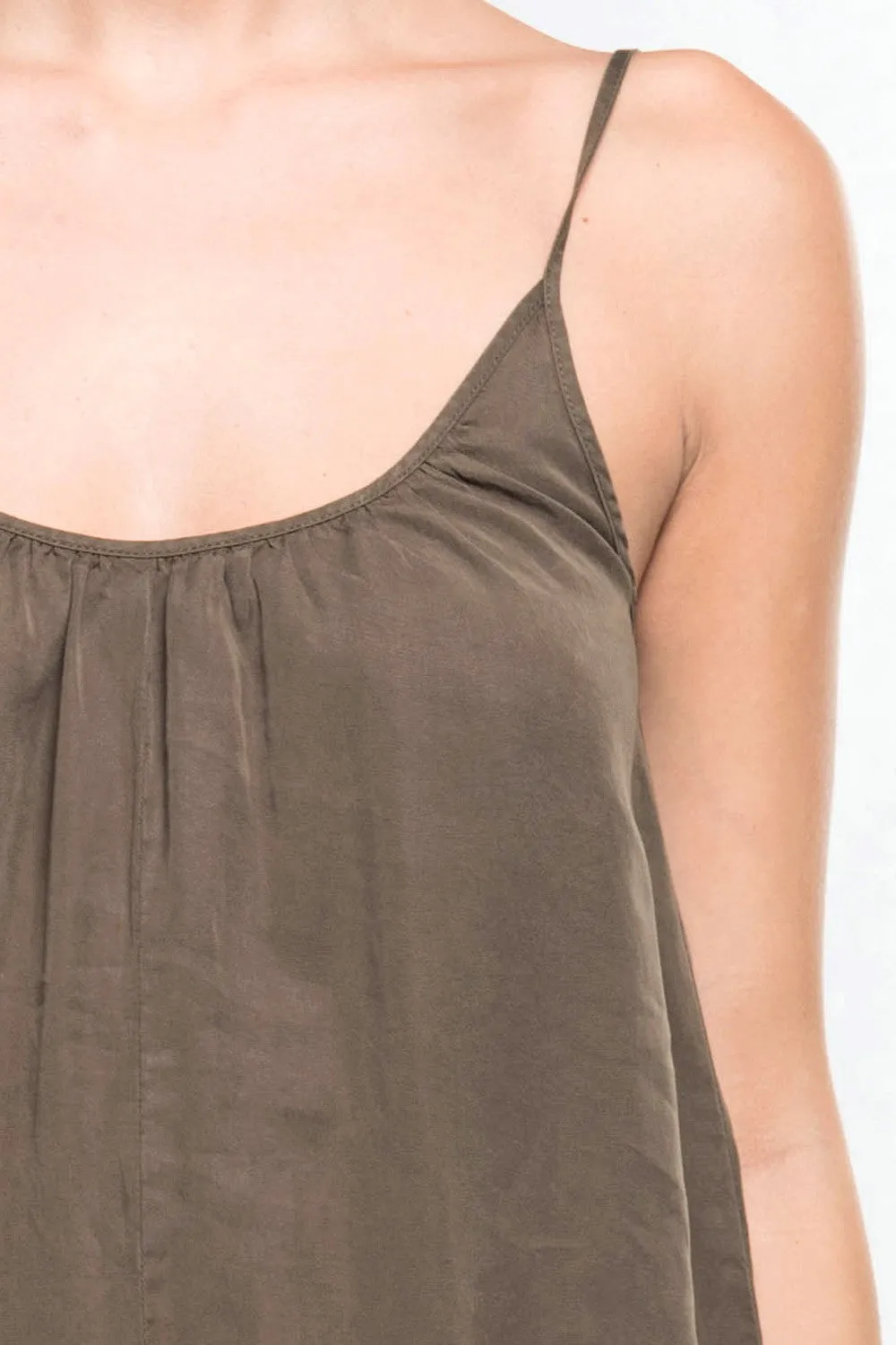 Relaxed Spaghetti Strap V Neck Tencel Jumpsuit