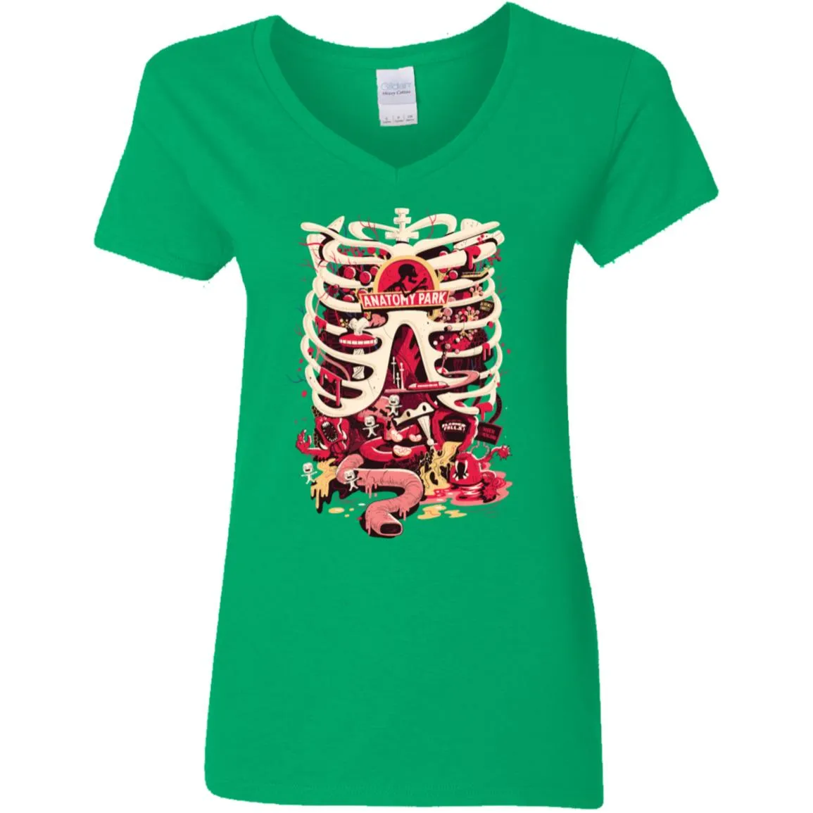 Rick And Morty Anatomy Park Skeleton Women V-Neck T-Shirt