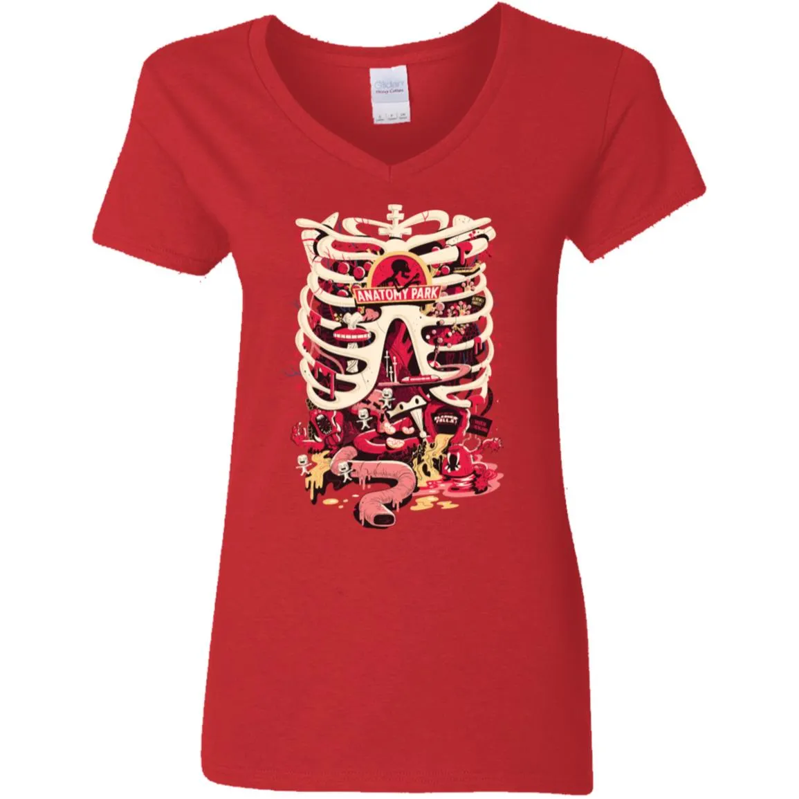 Rick And Morty Anatomy Park Skeleton Women V-Neck T-Shirt