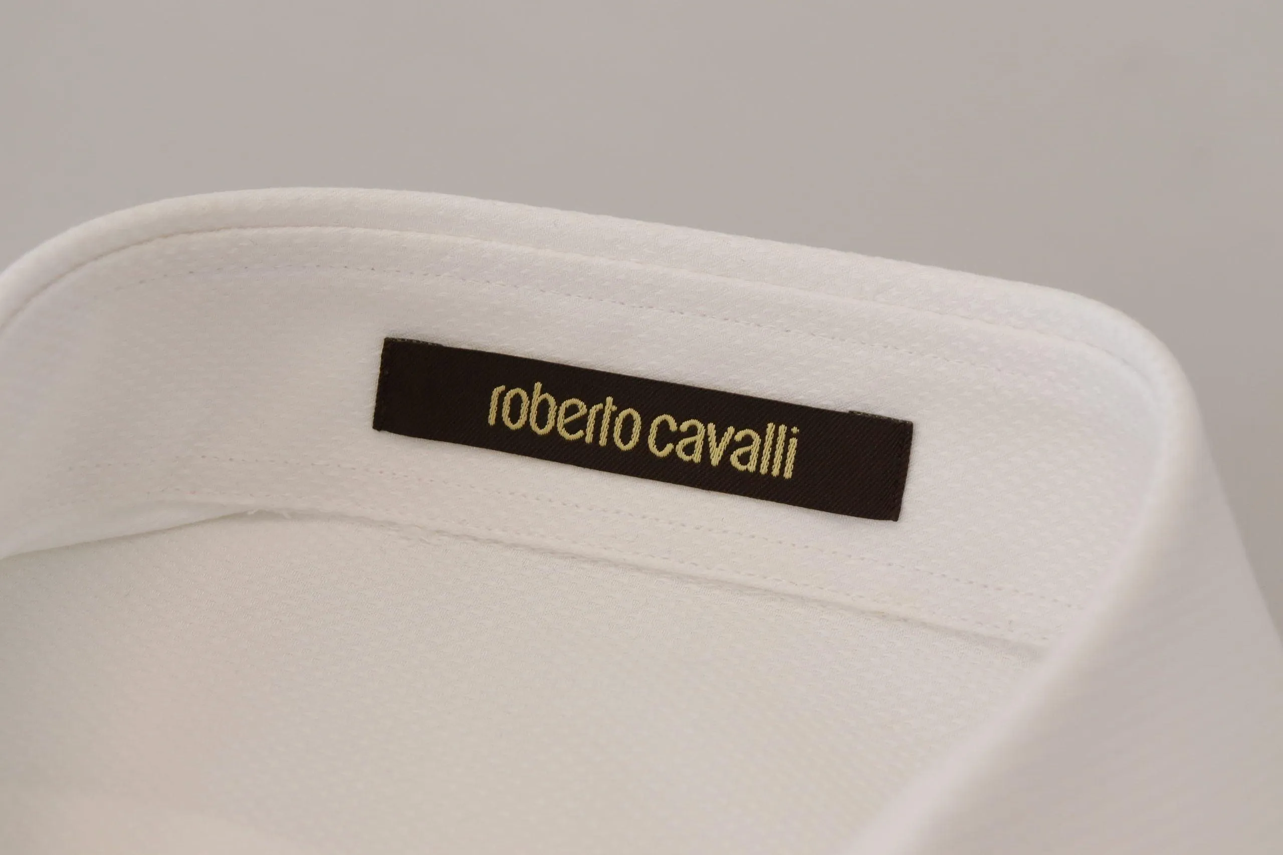 Roberto Cavalli White Cotton Formal Dress Slim Fit Shirt
