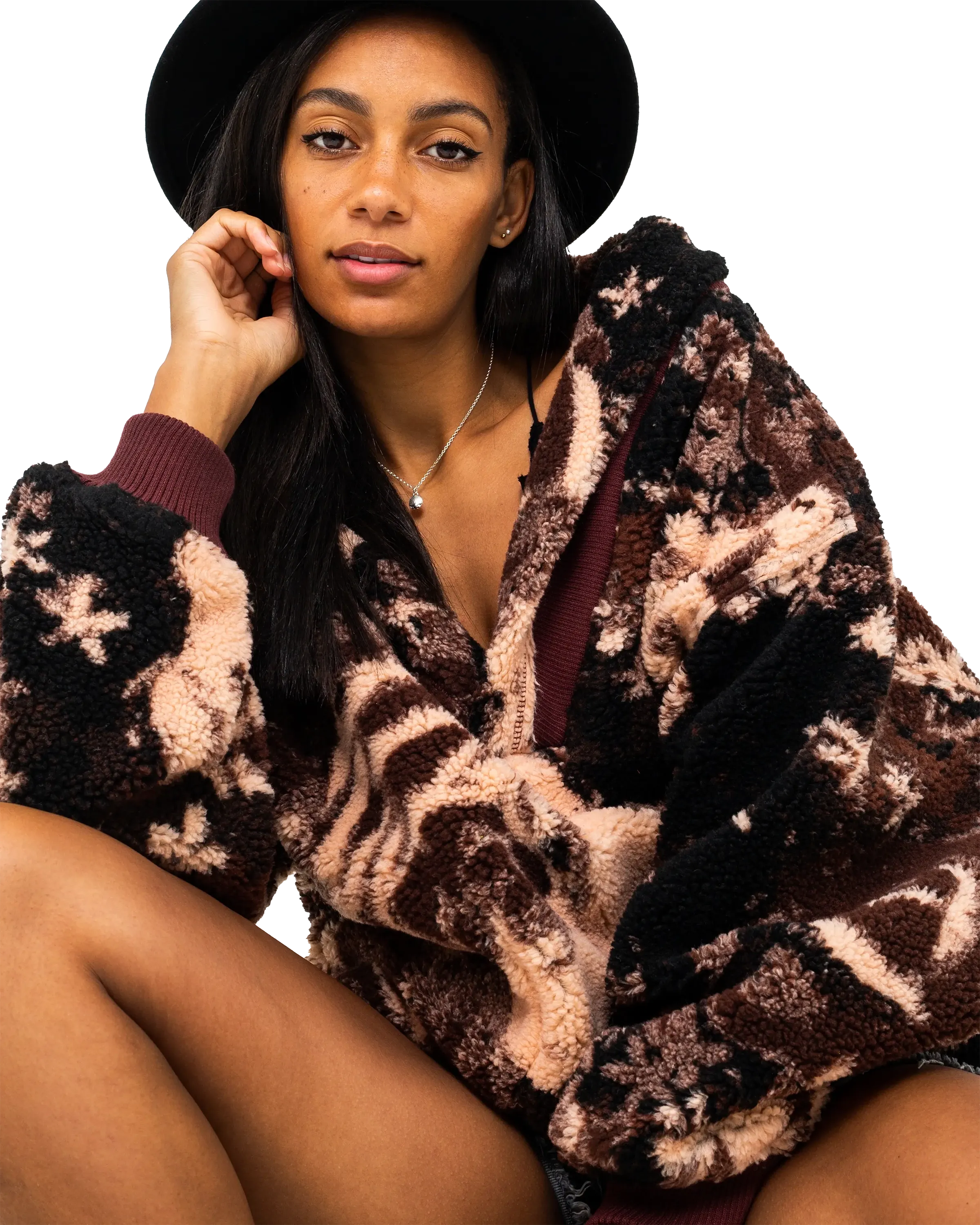 Rosie Print Fleece Jacket in Cosy Rose Bleached