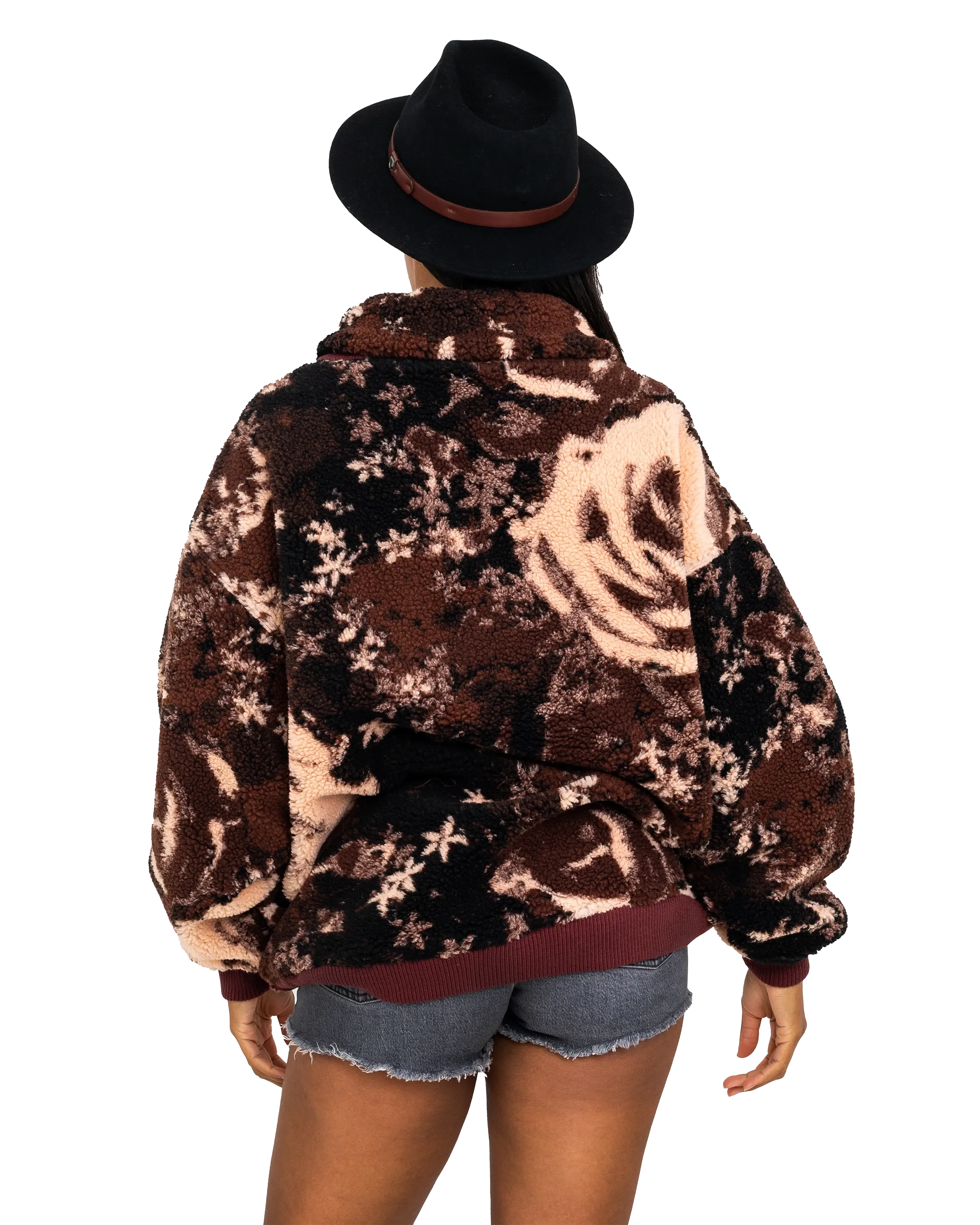 Rosie Print Fleece Jacket in Cosy Rose Bleached