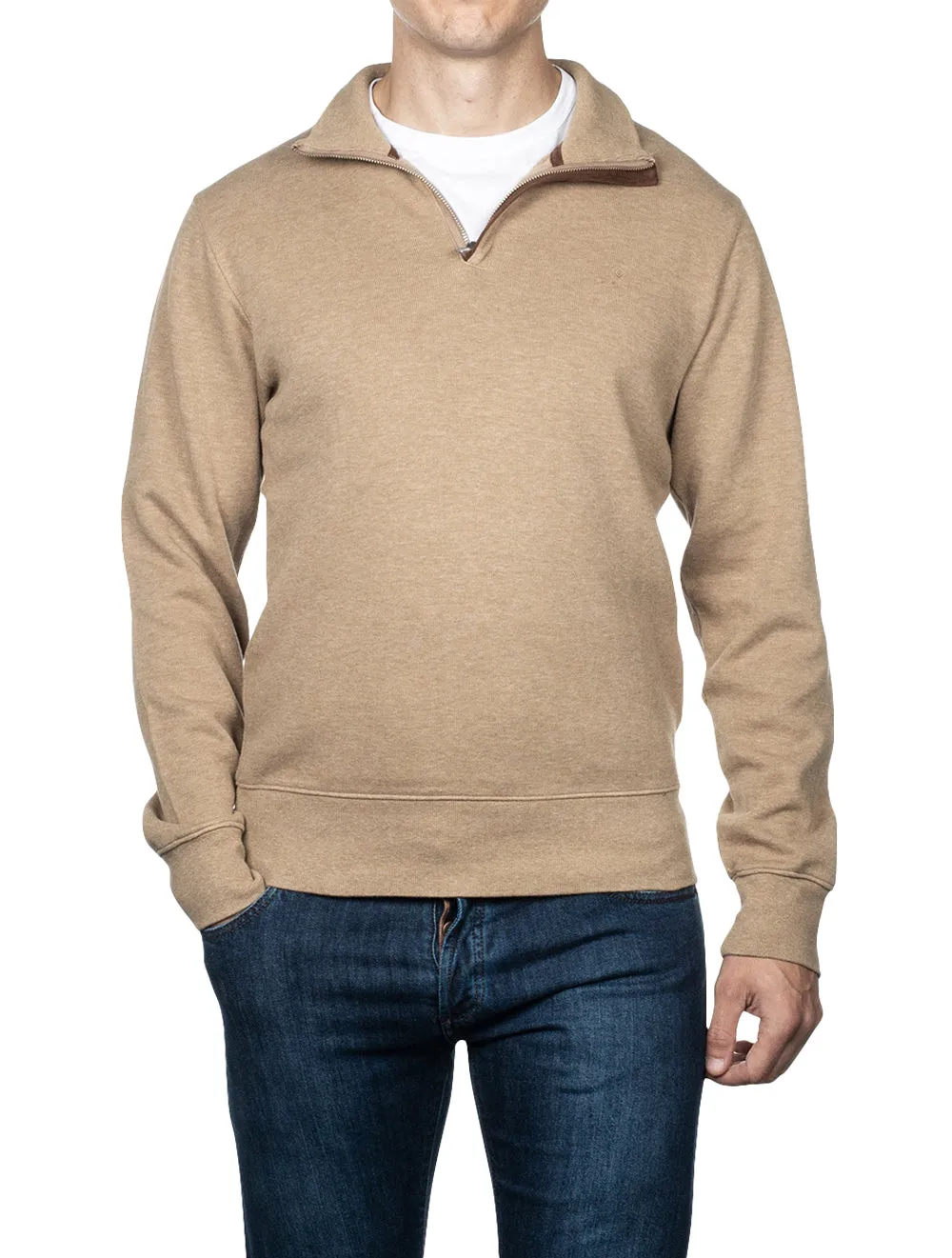 Sacker Rib Half Zip Khaki Melange