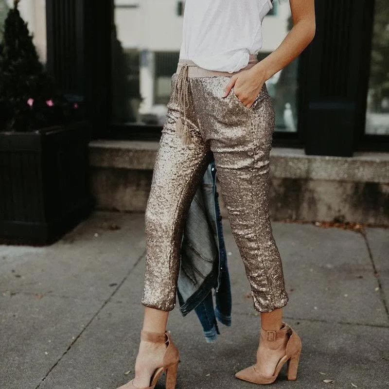 Sequin High Waist Joggers