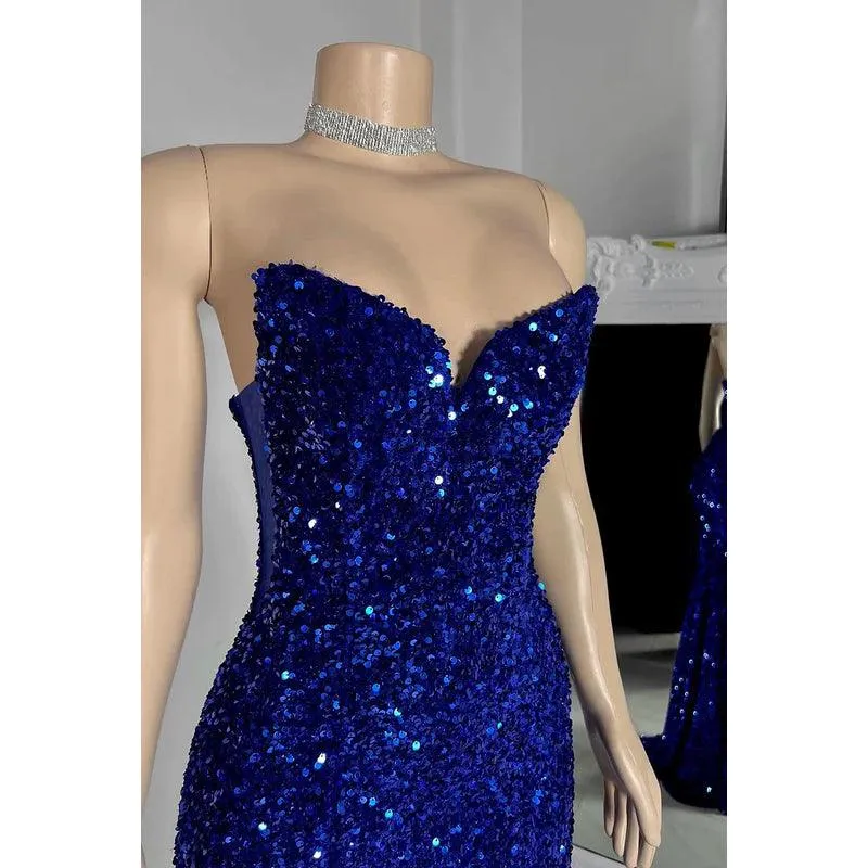 Sheath/Column Charming V-Neck Sleeveless Sequins Lace-up Evening Prom Dress
