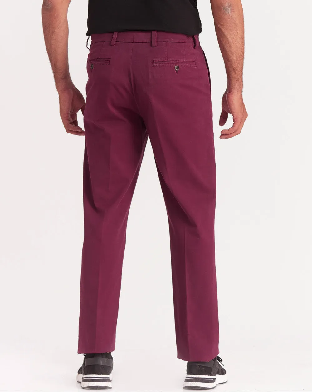 Single Pleated Relaxed Fit Garment Dyed - Maroon