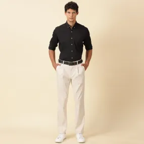 Single Pleated Relaxed Fit Trousers - French Oak