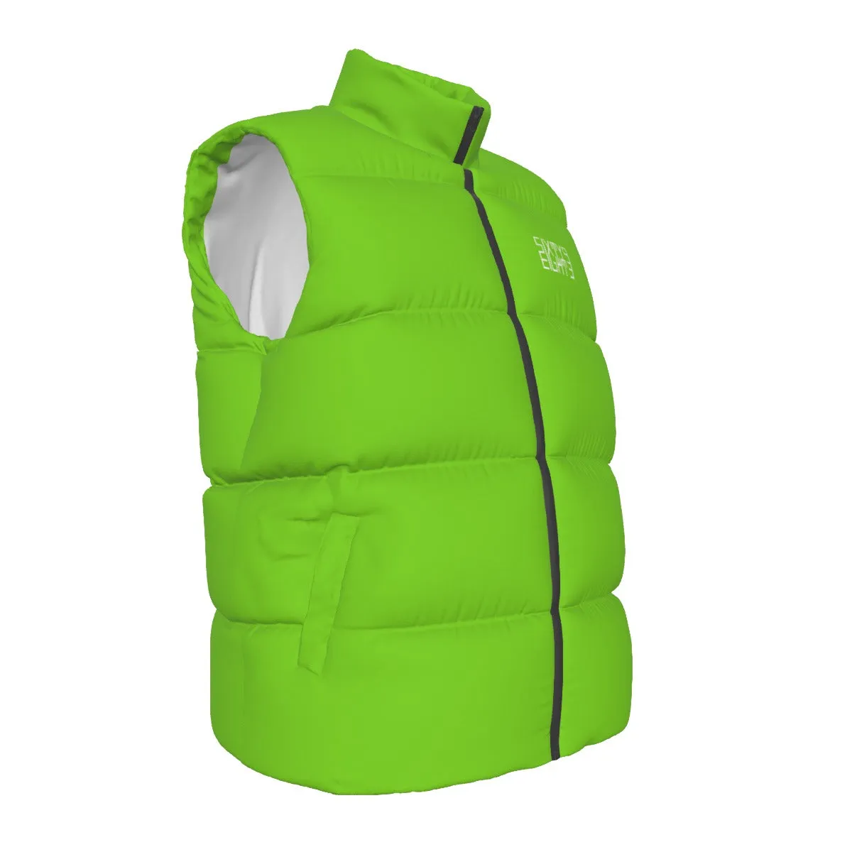 Sixty Eight 93 Logo White Green Apple Unisex Puffer Vest