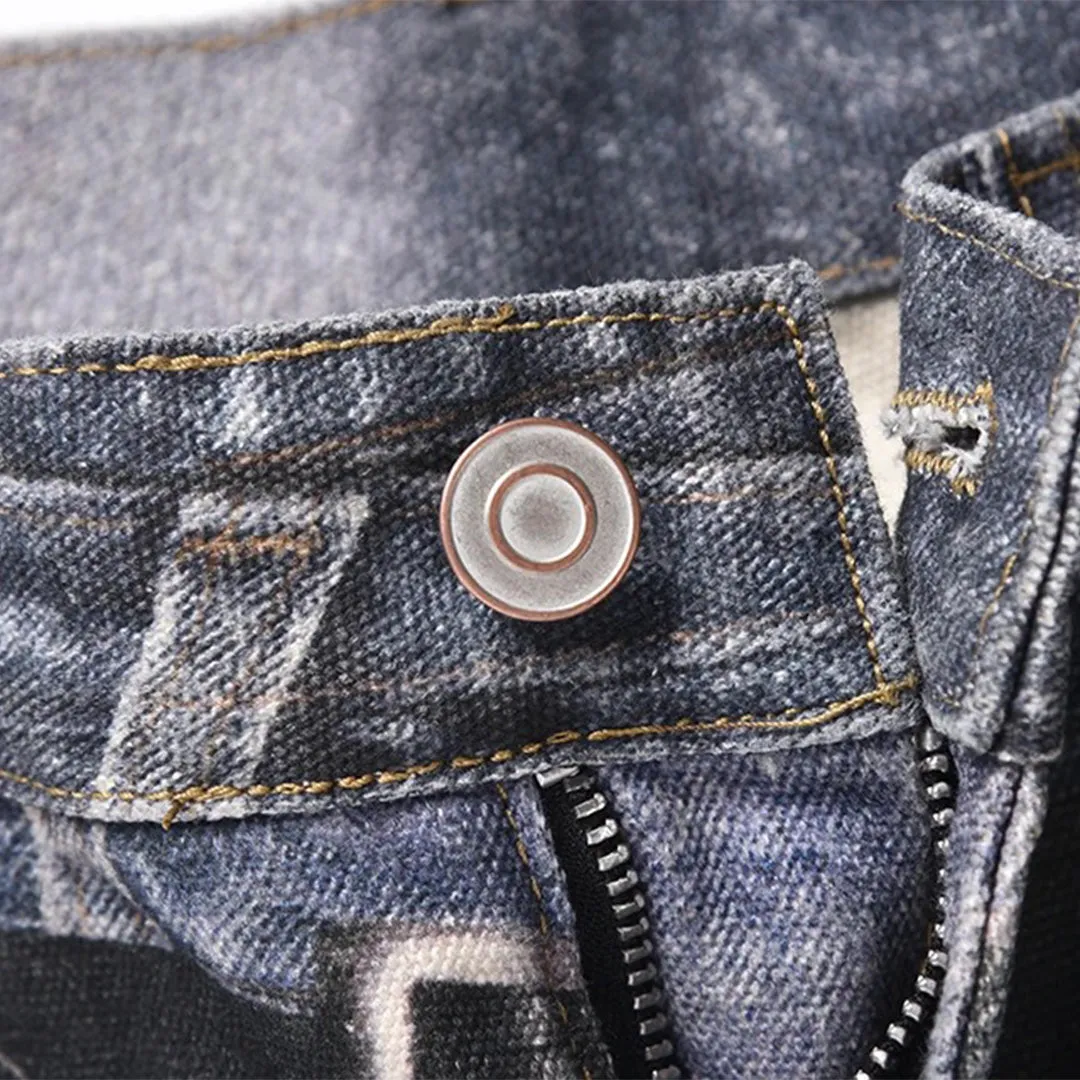 Stone Print Denim Jeans
