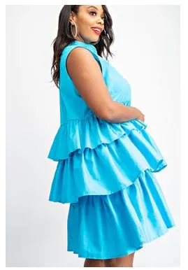 Stretch Poplin Tiered Shirt Dress