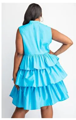 Stretch Poplin Tiered Shirt Dress