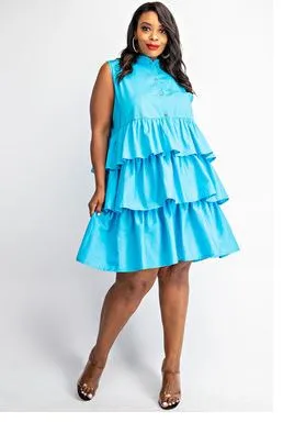 Stretch Poplin Tiered Shirt Dress