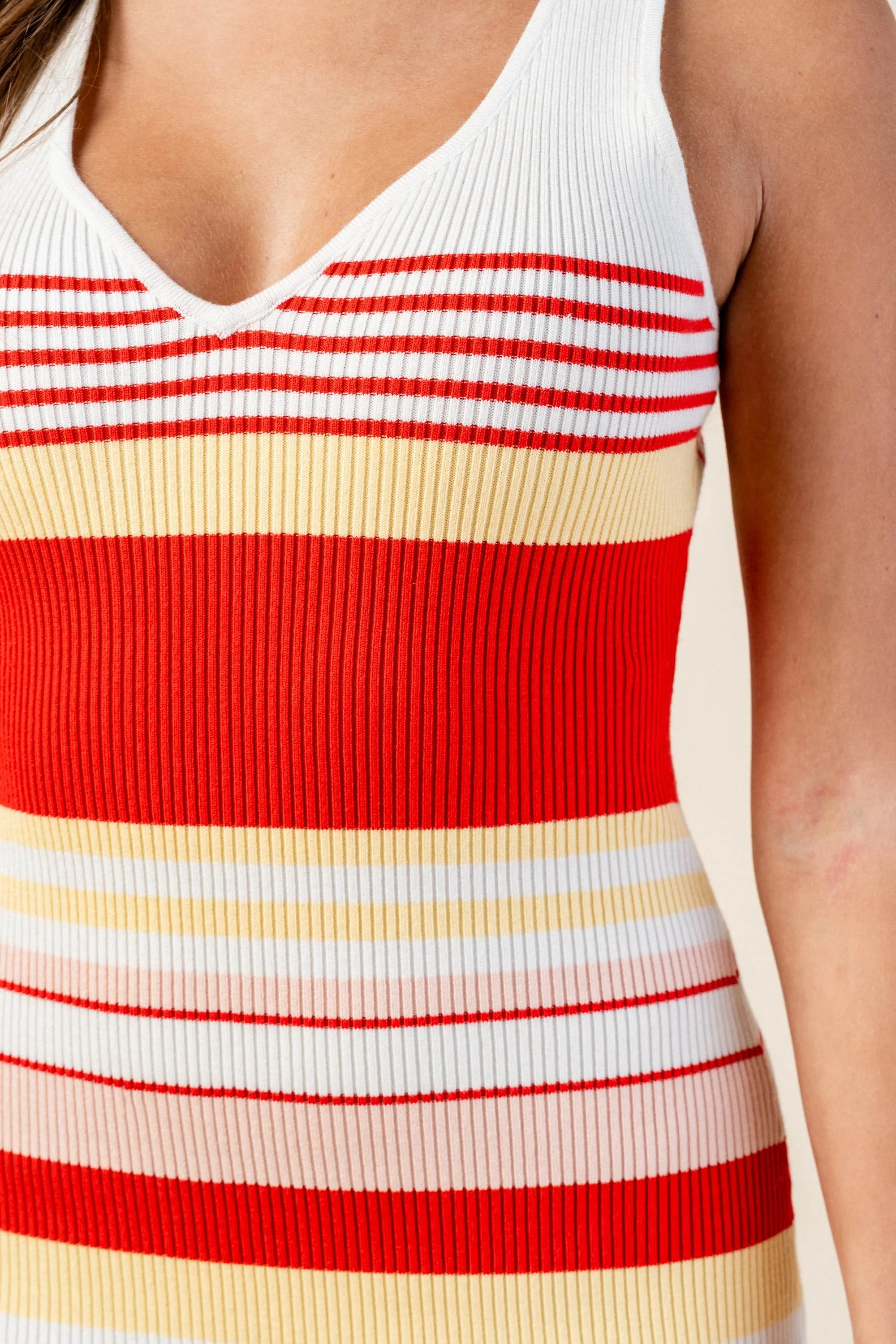 STRIPE RIB SWEATER DRESS