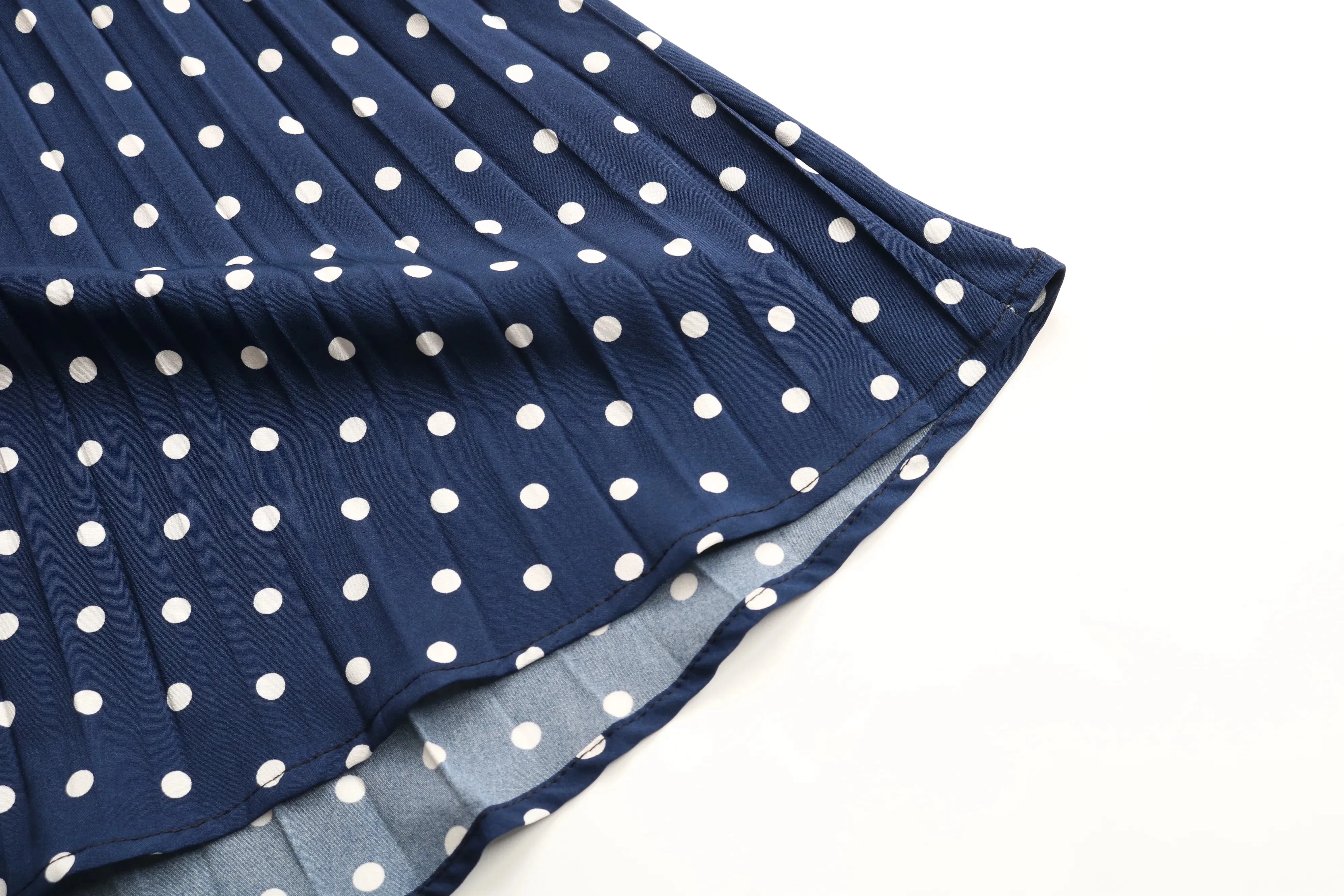 Summer Women Polka Dot Short Sleeve Dress Casual Bandage Party Pleated Midi Dresses Elegant Green Office Lady Clothing
