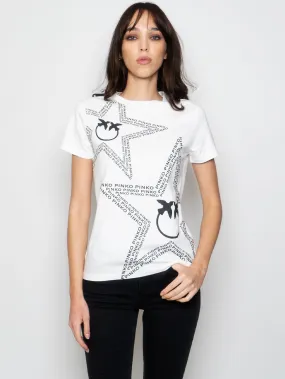 T-shirt con Stampa Logo Stella Bianco