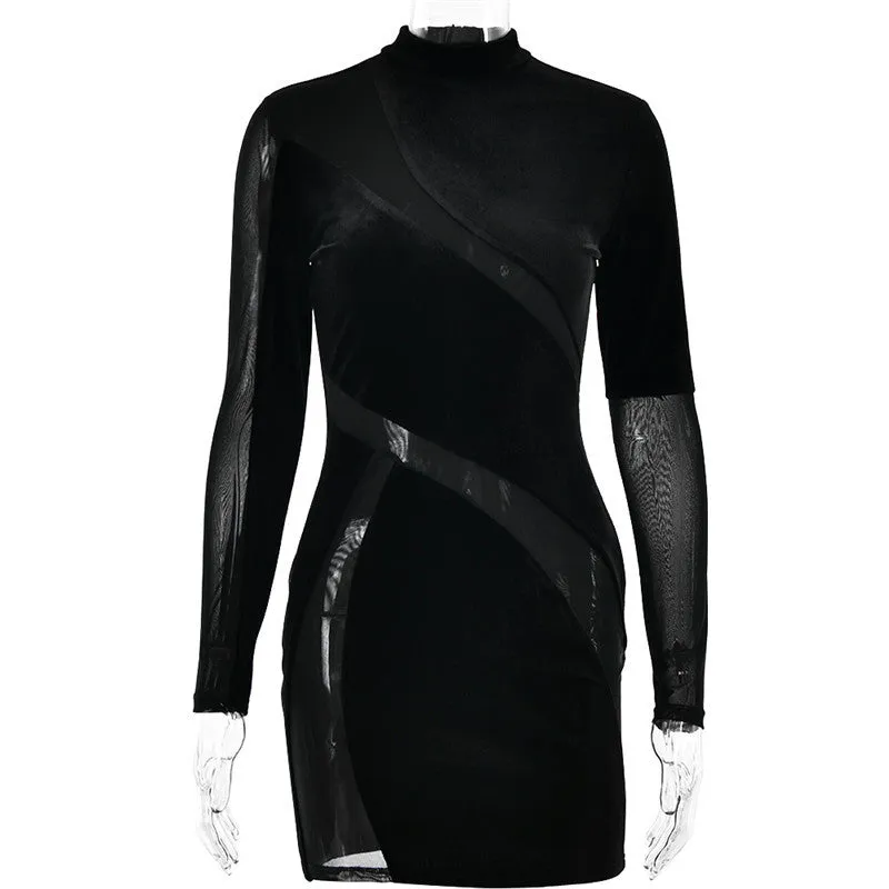 Terri Velvet Long Sleeve Sexy Mini Dress