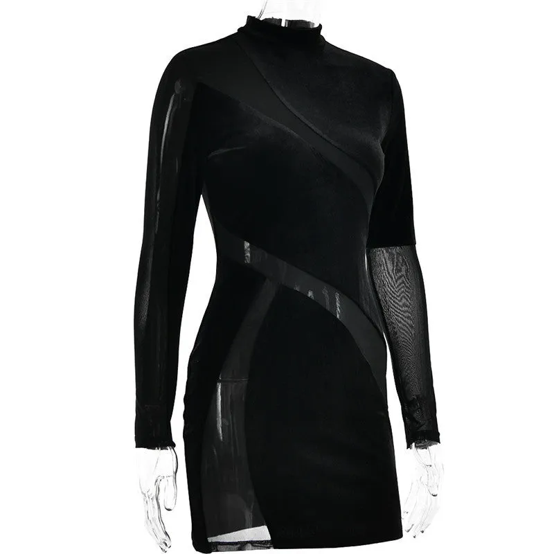 Terri Velvet Long Sleeve Sexy Mini Dress