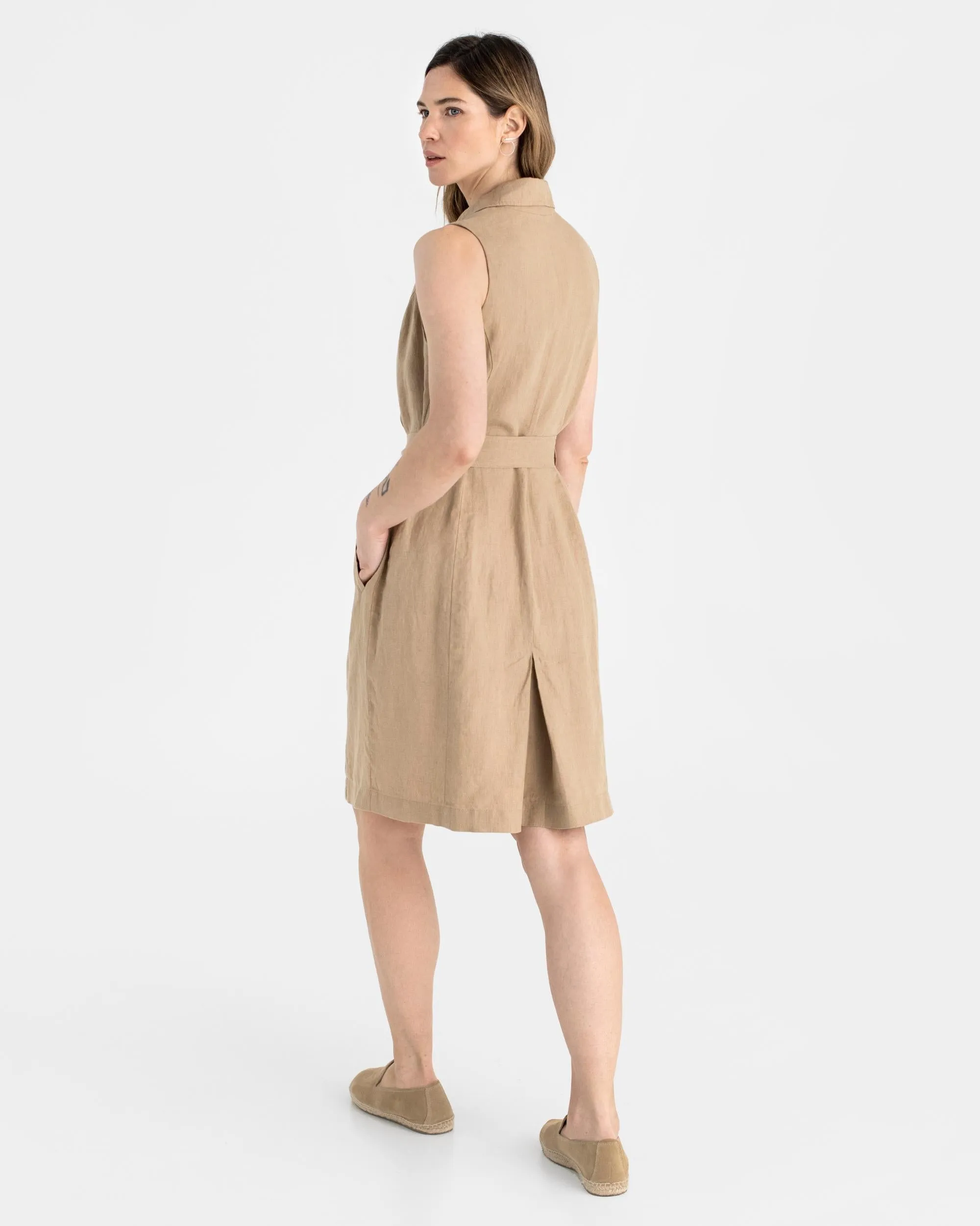 Trench linen dress LISBON in Wheat